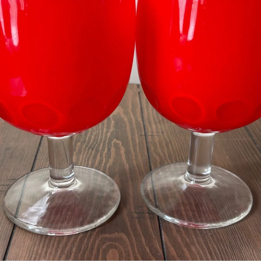 2 Hand-Blown Goblet / Glass Hoffman House Style